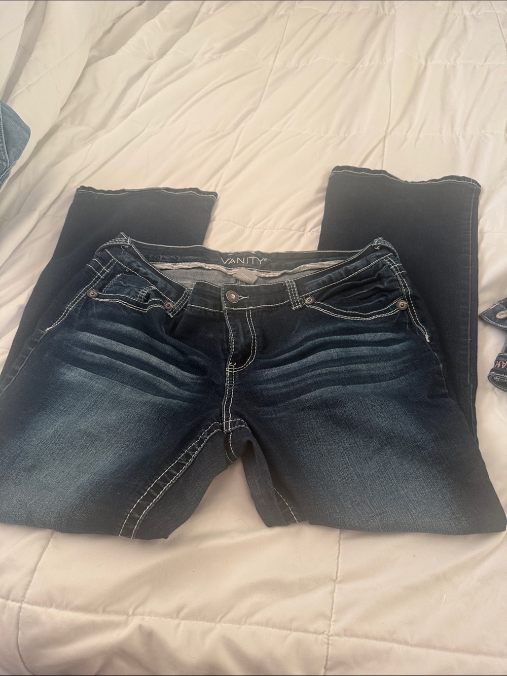 Vanity Indigo Skinny Jeans with Faded Whisker Detail